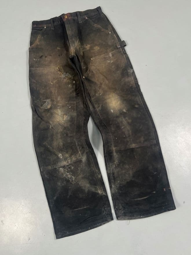 Vintage Carhartt B01 Black Faded Double Knee Denim (30x30) — image 6 of 12