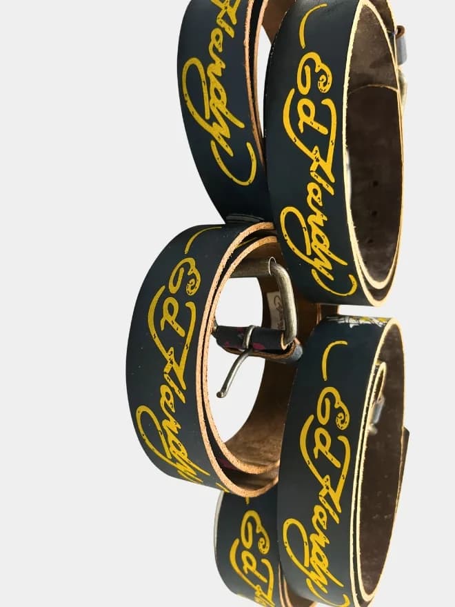 Vintage Ed Hardy Graphic Leather Belt – Y2K Tattoo Style — image 6 of 9