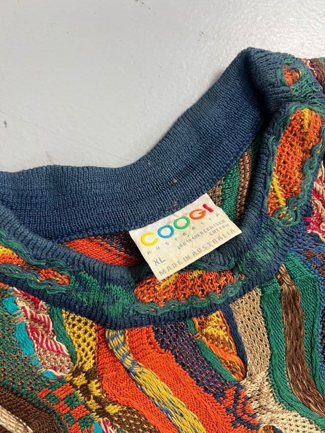 Vintage COOGI 3D Multicolor Knit Cardigan | Textured Pattern | Size XL — image 7 of 9
