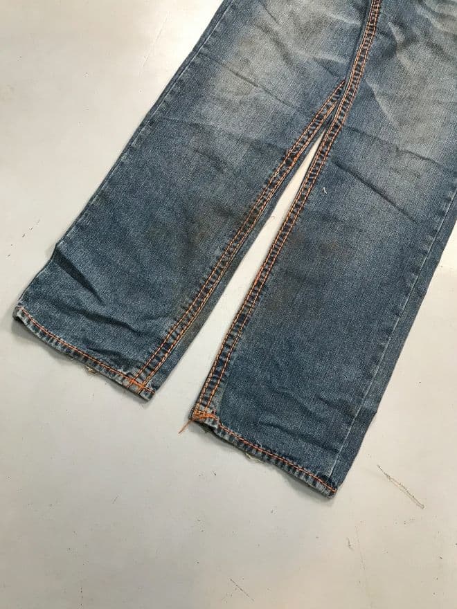 Vintage True Religion Inspired Embroidered Bootcut Jeans | Size 34 | Blue Denim — image 6 of 11