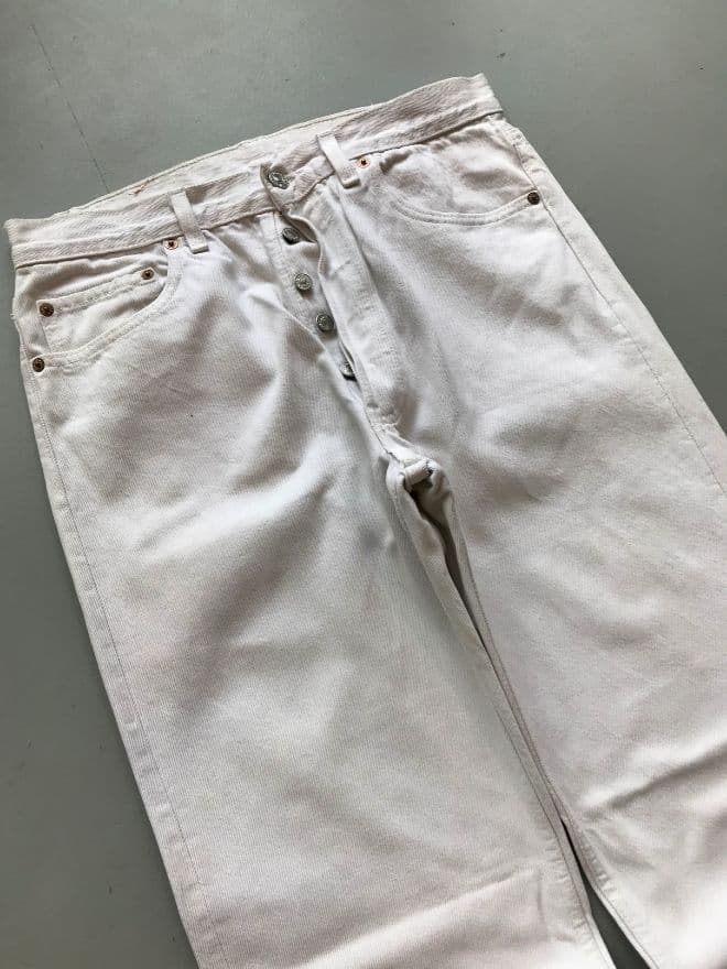 Vintage Levi’s 501  White Denim Jeans – Men’s Size 32 — image 8 of 10