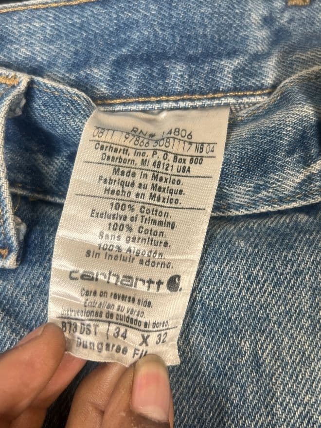 Vintage Carhartt B73-DST Double Knee Workwear Denim | Size 34 — image 5 of 8