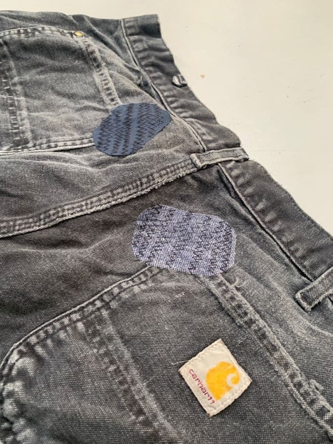 Carhartt Vintage B01 BLK Double Knee Work Pants – Black Denim – Size 34 – Repaired — image 9 of 12