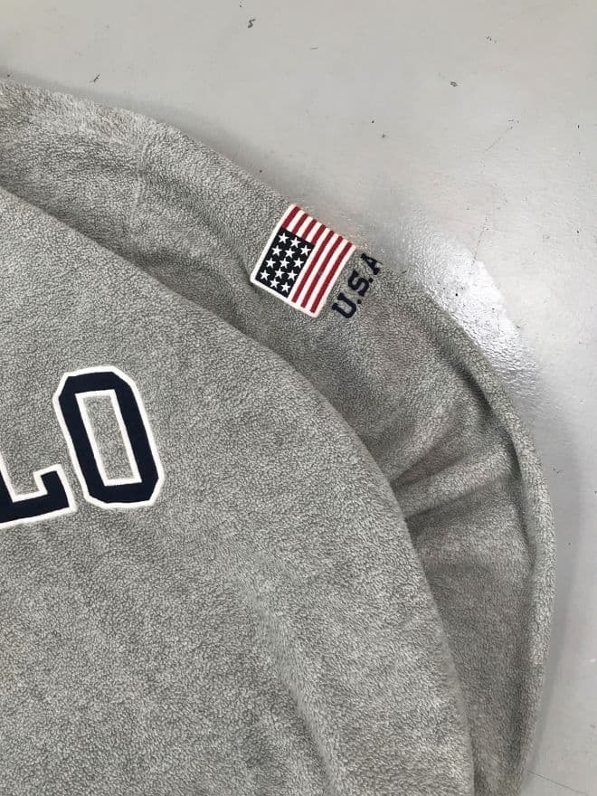 Vintage Polo Ralph Lauren Spell Out Big Pony Knit Sweater — Men’s L — Grey — image 9 of 9