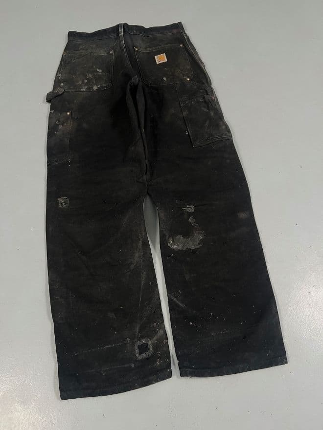 Vintage Carhartt B01 Black Faded Double Knee Denim (30x30) — image 11 of 12