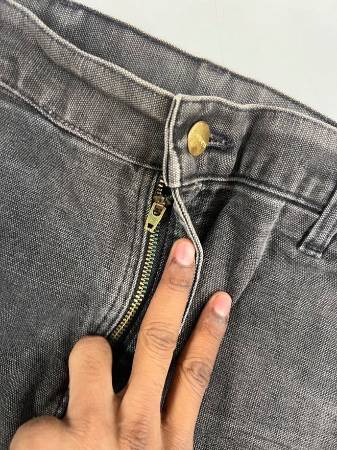 Vintage Carhartt Faded Carpenter Denim — Black Workwear Pants — Size 36 — image 8 of 12