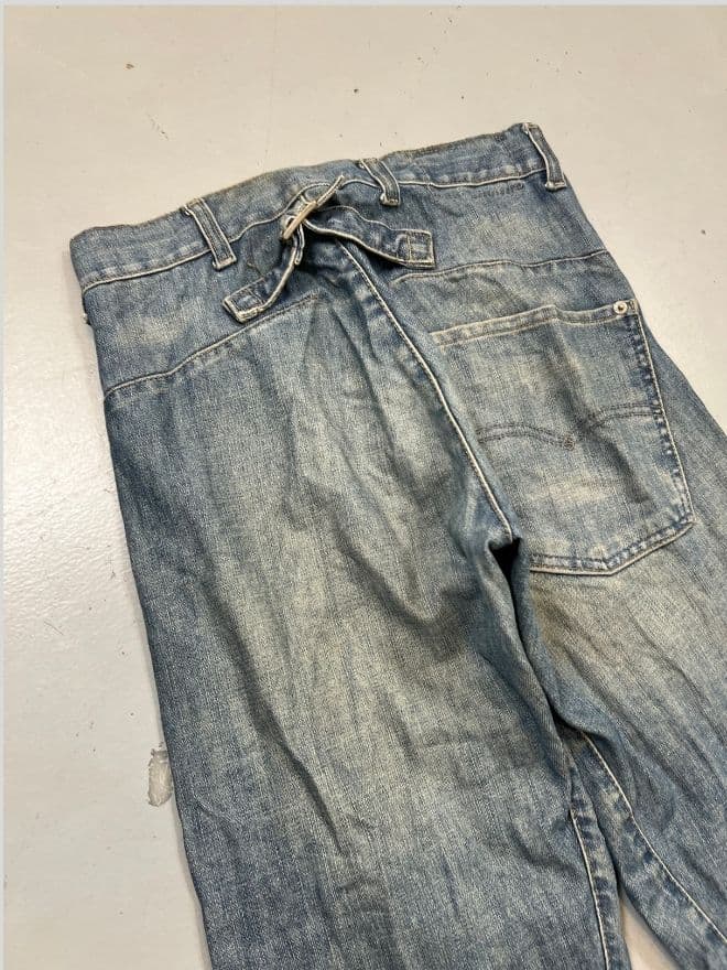 Vintage Levi's Engineer Jeans Denim Buckle Belt – Size 28 (US) / EU 44 – Distressed Blue — image 5 of 8