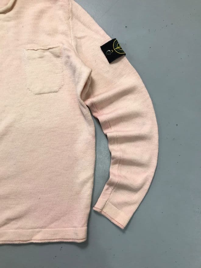 Vintage Stone Island Button-Up Knit Sweater – Men’s S – Pink Streetwear — image 7 of 8