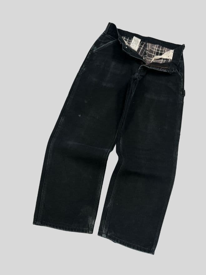 Vintage Carhartt B111 Black Blanket-Lined Carpenter Denim (Size 33) — image 5 of 8