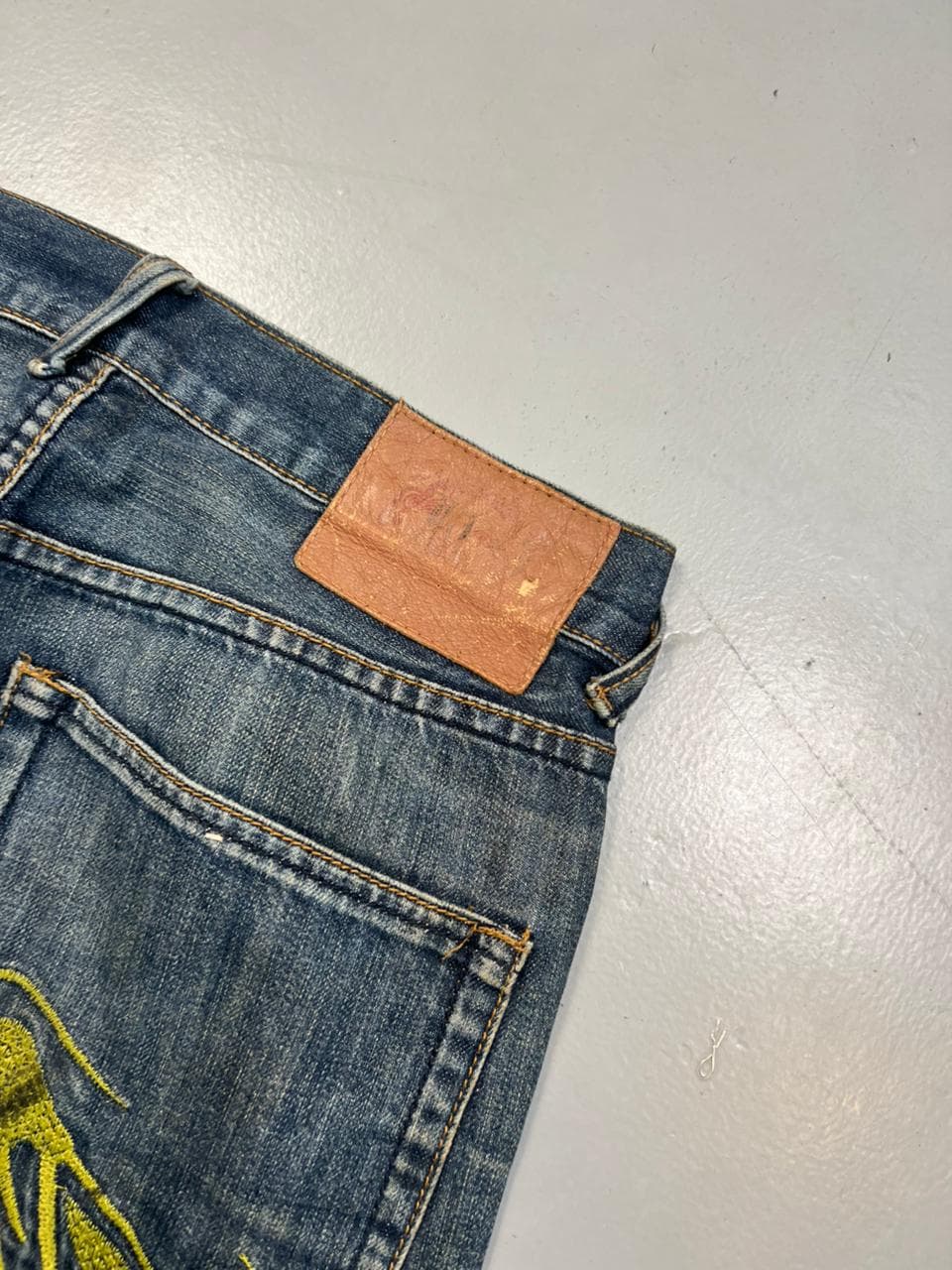vintage y2k EVISU embroidered japanese denim pants — image 6 of 9
