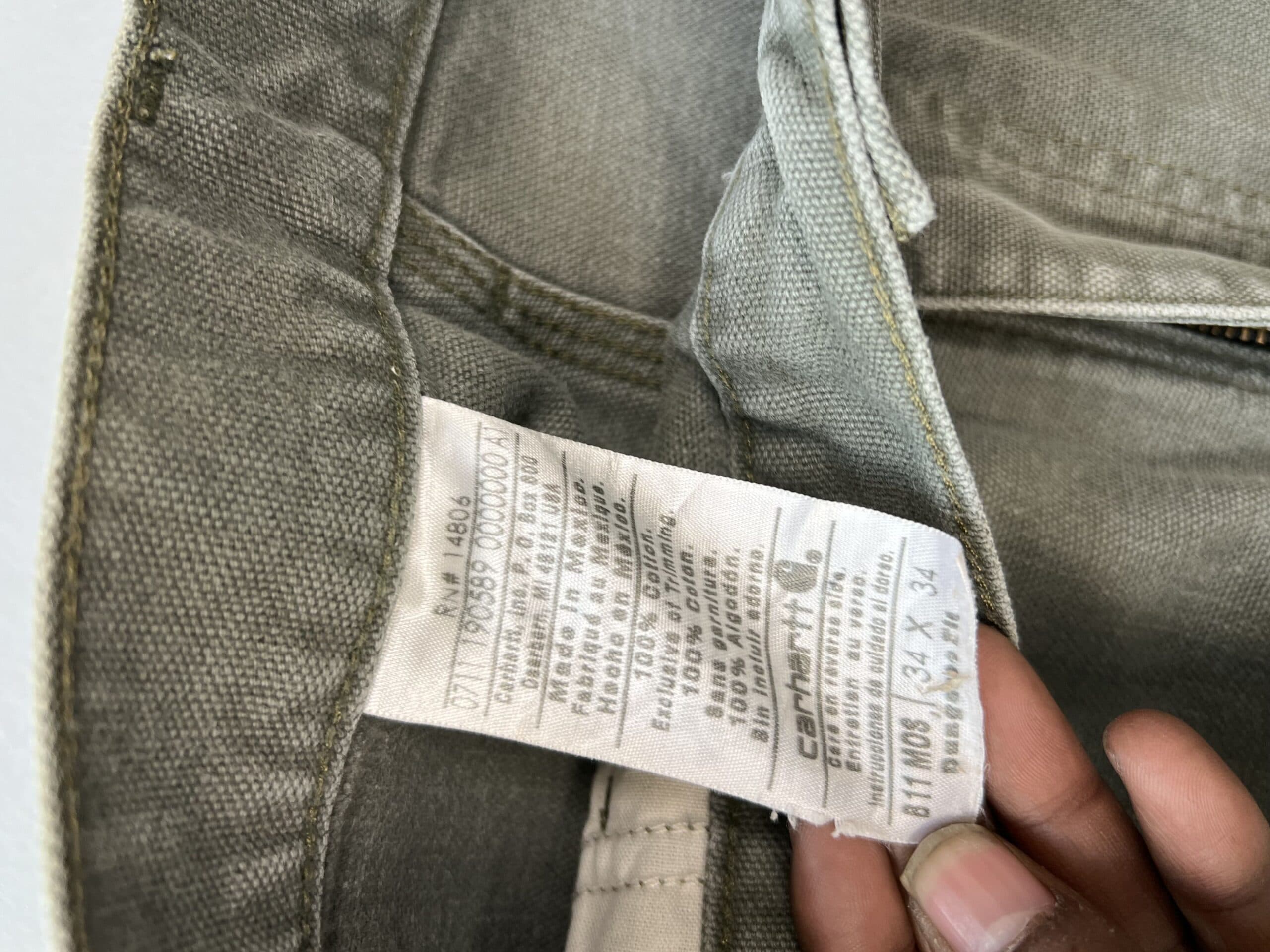 Vintage Carhartt B11 Moss Carpenter Denim – Green Workwear Pants (Size 34) — image 5 of 11