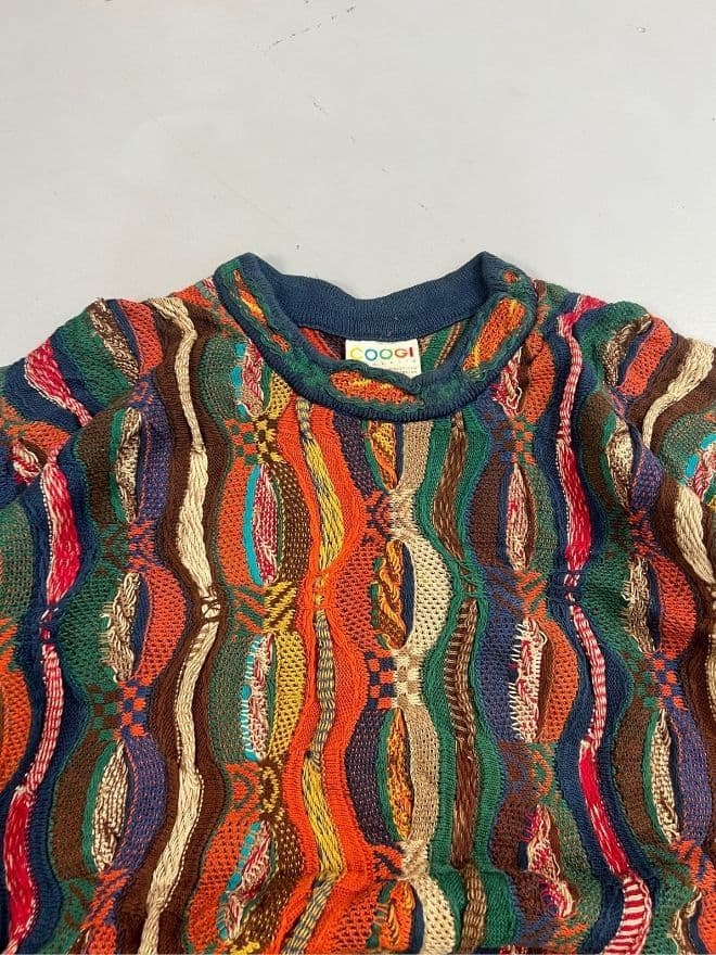 Vintage COOGI 3D Multicolor Knit Cardigan | Textured Pattern | Size XL — image 9 of 9