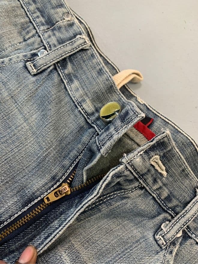 Levi's Vintage Engineer Jeans – Blue Denim – Size 33 – Distressed Avant-Garde Style — image 9 of 13
