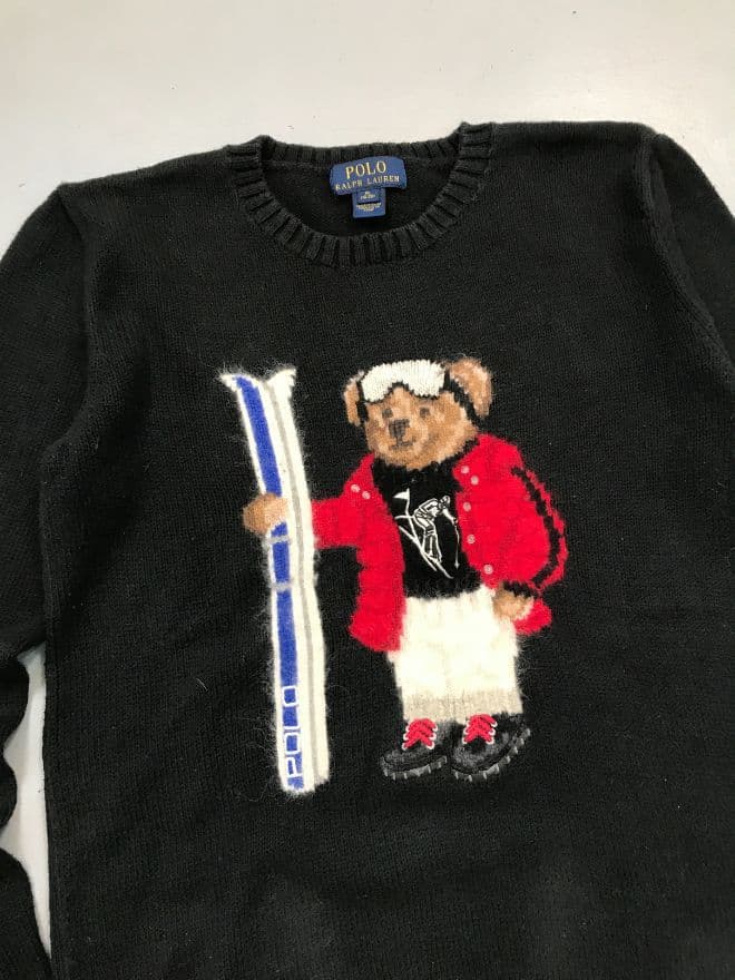 Vintage Polo Ralph Lauren Bear Knit Sweater – Blue | Women’s Small — image 7 of 8