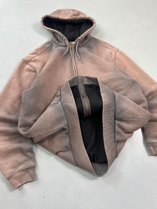 Rare Vintage Sunfaded Carhartt Zip-Up Hoodie – Grey – Size L — image 8 of 14