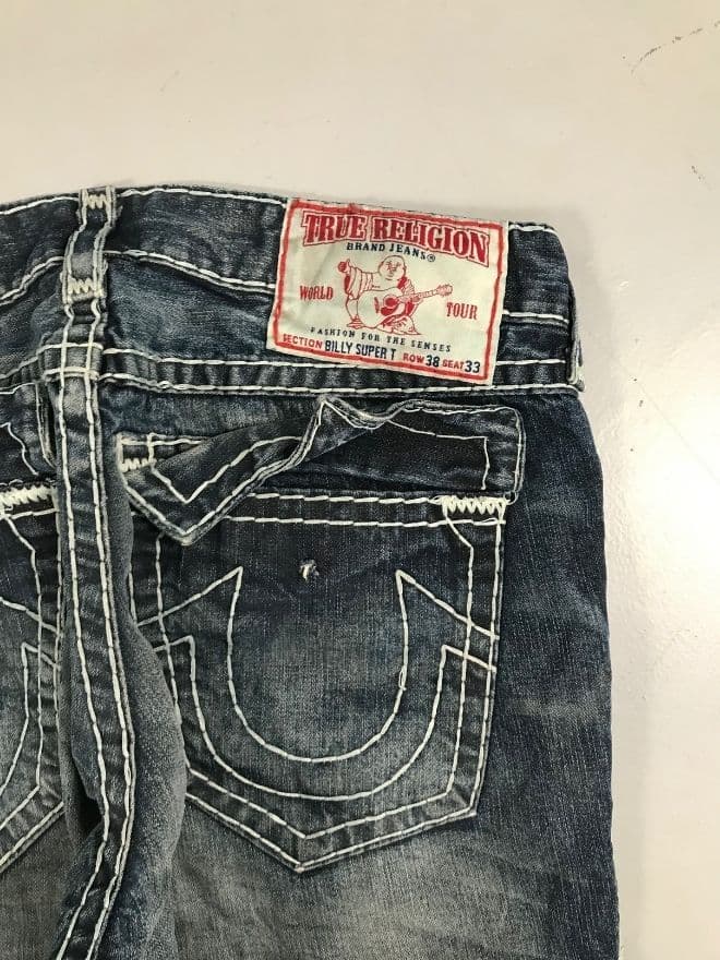 Vintage True Religion Baggy Fit Denim Jeans | Heavy Stitching | Size 38 — image 10 of 11