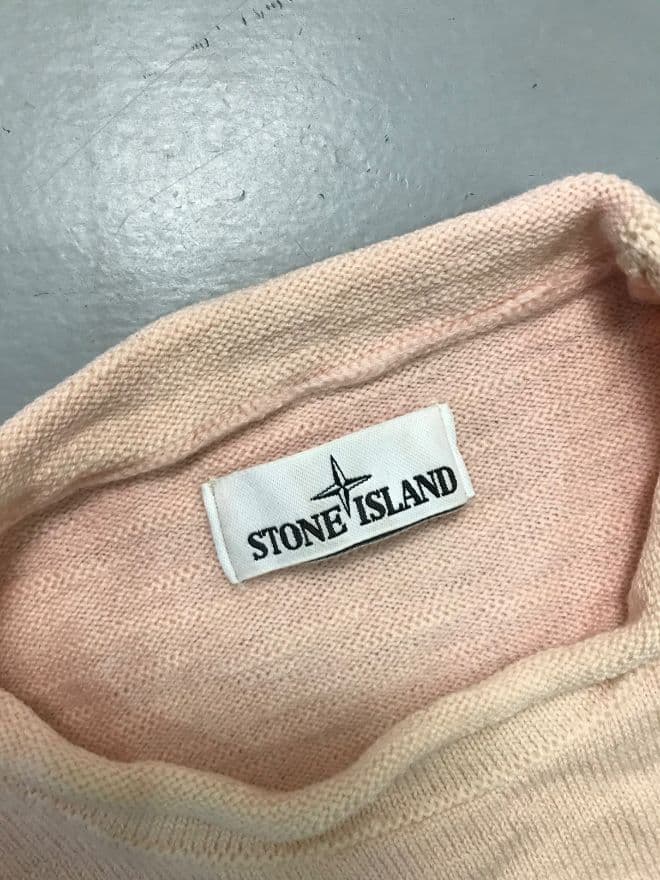 Vintage Stone Island Button-Up Knit Sweater – Men’s S – Pink Streetwear — image 5 of 8
