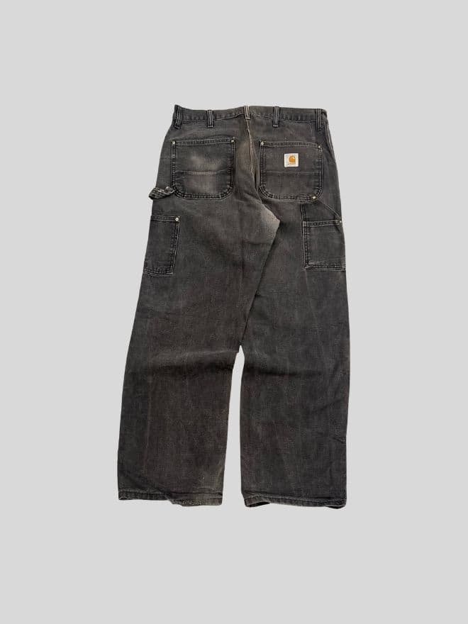 Vintage Carhartt Faded Carpenter Denim — Black Workwear Pants — Size 36 — image 10 of 12