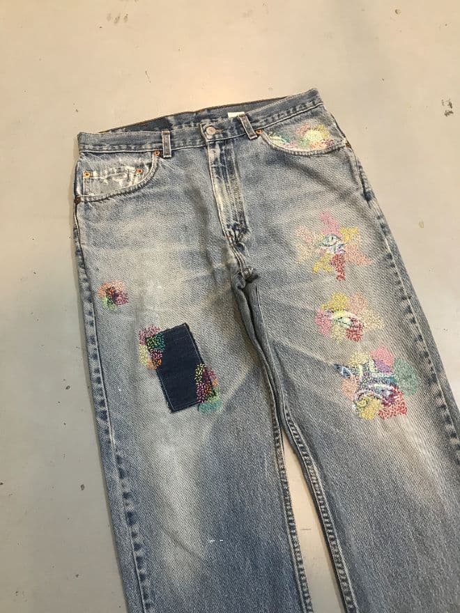 Vintage Levi’s 505 Shashiko Work Jeans – Blue Denim (Men’s Size 32) — image 7 of 8