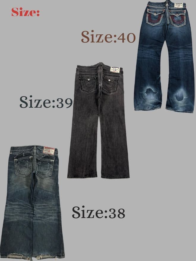 Bundle of 3 Vintage True Religion Denim Jeans – Straight, Baggy & Black (Men’s Sizes 38–40) — image 15 of 20