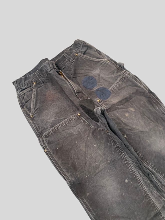 Carhartt Vintage B01 BLK Double Knee Work Pants – Black Denim – Size 34 – Repaired — image 11 of 12