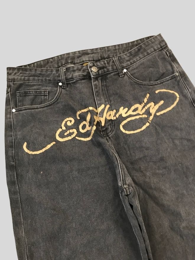 Vintage Ed Hardy x Christian Audigier Printed Denim Jeans – Blue – Men’s 36 (Fits 38) – Distressed — image 10 of 12
