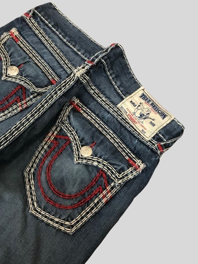 Vintage True Religion Straight Fit Denim Pants | Men’s US 40 | Authentic Blue Jeans — image 6 of 11