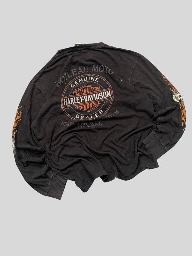 Harley-Davidson Vintage Flame Graphic Full Sleeve Shirt – Black – Size L / XL — image 7 of 11