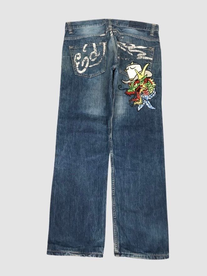 BUNDLE OF 15 CRAZY VINTAGE ED HARDY EMBROIDERED DENIM — image 6 of 13