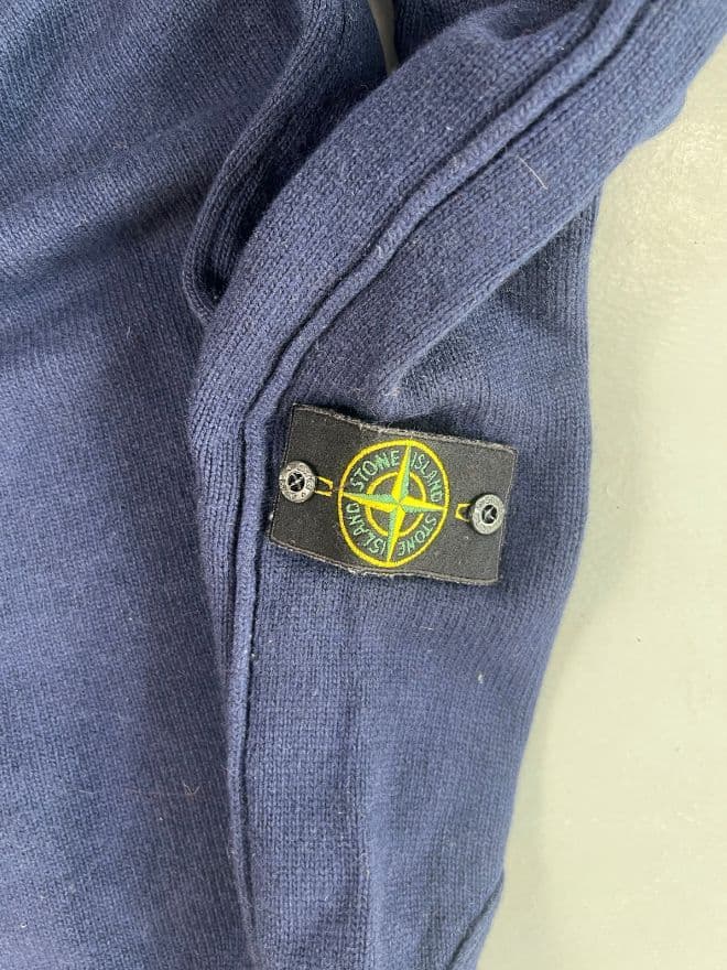 Vintage Stone Island Button-Up Knit Sweater – Blue – Size S — image 5 of 11