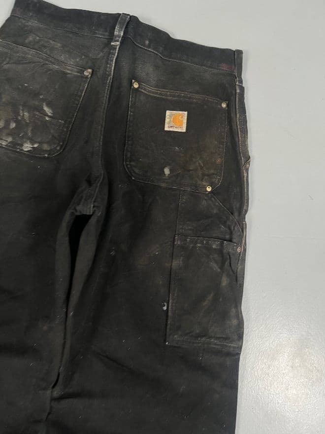 Vintage Carhartt B01 Black Faded Double Knee Denim (30x30) — image 5 of 12