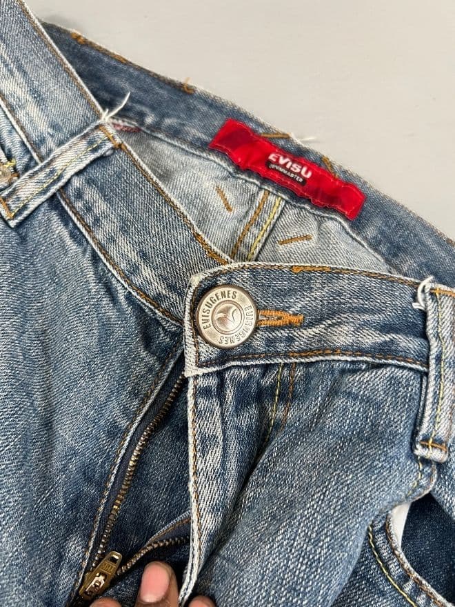 Vintage Evisu-Inspired Buckle Belt Denim | Size 30 — image 6 of 11