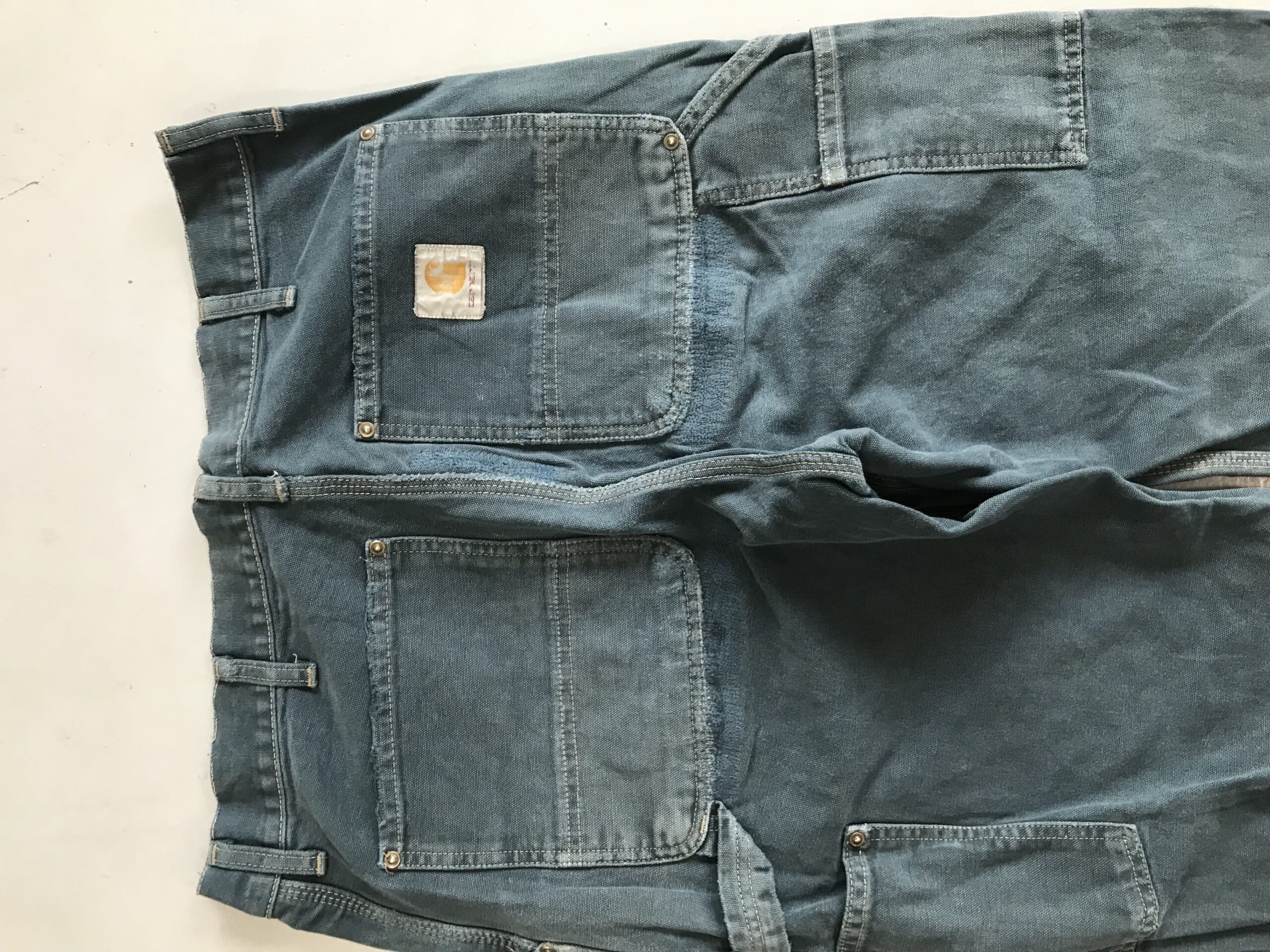 Vintage Faded Carhartt WIP Carpenter Denim | Distressed Blue Workwear Jeans | Size 34 — image 9 of 12