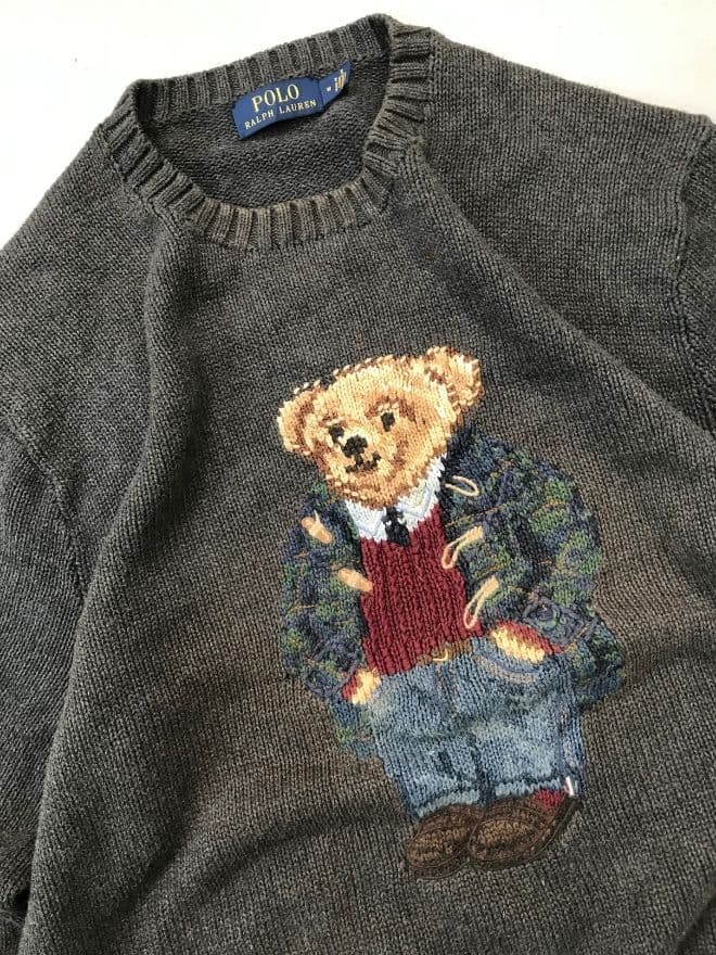 Vintage Polo Ralph Lauren Bear Knit Sweater – Blue – Size M thumbnail 3