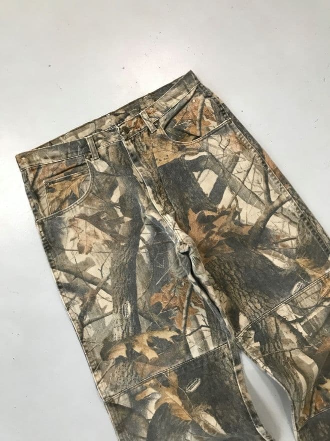 Rare Vintage Wrangler Realtree Double Knee Denim – Size 32 – Camo Workwear Jeans thumbnail 4