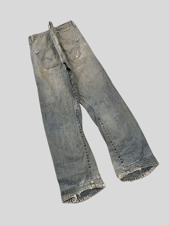 Levi's Vintage Engineer Jeans – Blue Denim – Size 33 – Distressed Avant-Garde Style — image 7 of 13