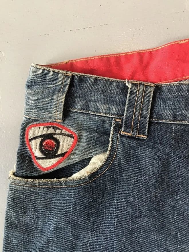 JNCO × Vintage Suomy Embroidered Denim Jeans – Baggy Fit – Size 36 — image 12 of 13