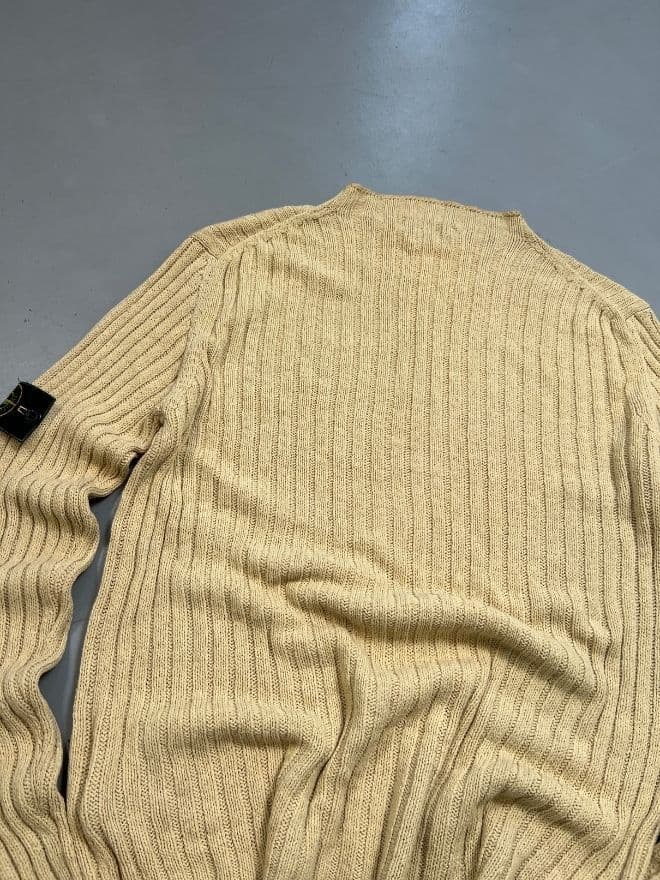 Vintage Stone Island Button-Up Knit Sweater | Yellow | Size M thumbnail 4