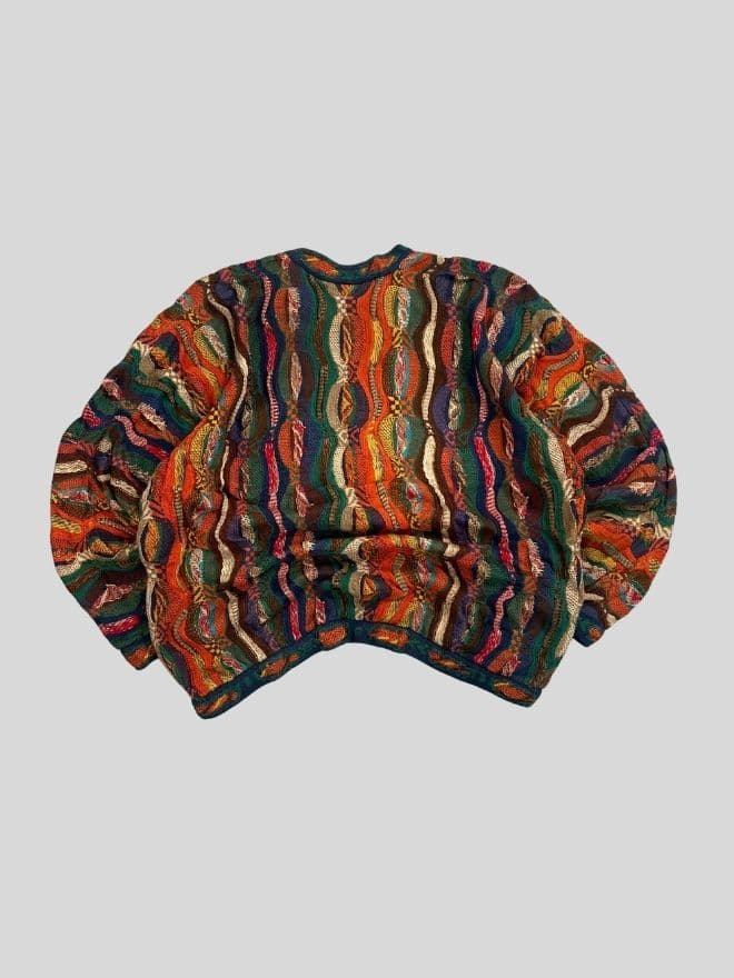 Vintage COOGI 3D Multicolor Knit Cardigan | Textured Pattern | Size XL thumbnail 3