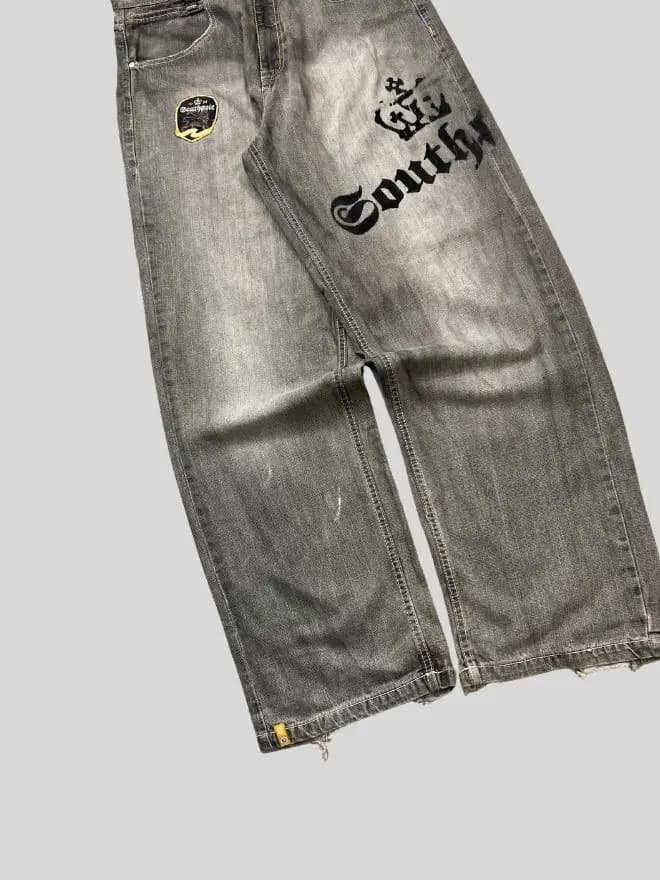 Vintage Southpole Patch Embroidered Denim | Size 34x33 | Black Streetwear Jeans — image 5 of 10
