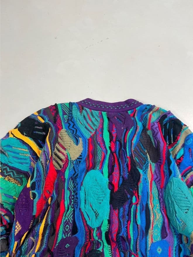 Vintage COOGI Multicolor Knit Sweater | 3D Textured Pattern | Size L — image 4 of 8