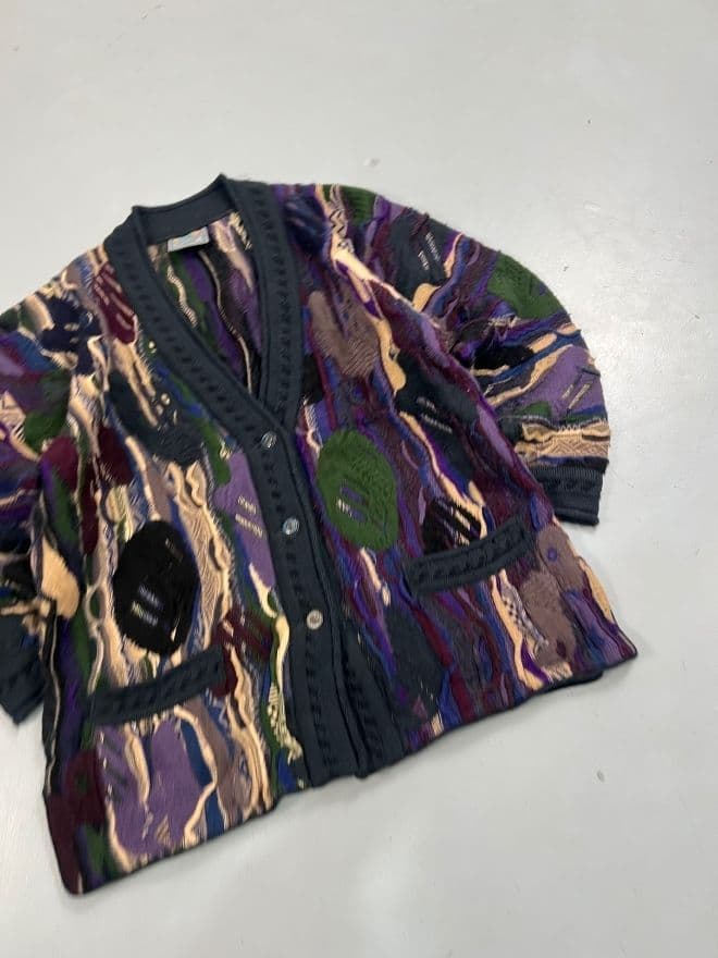 Vintage Coogi 3D Multicolor Knit Cardigan — Size S | Rare Textured Sweater — image 6 of 9