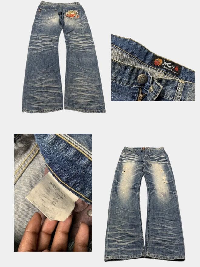 Vintage Japanese Denim Bundle | Embroidered Big Train, Nippon Blue & Jizo Jeans | 4-Piece Collection — image 4 of 7