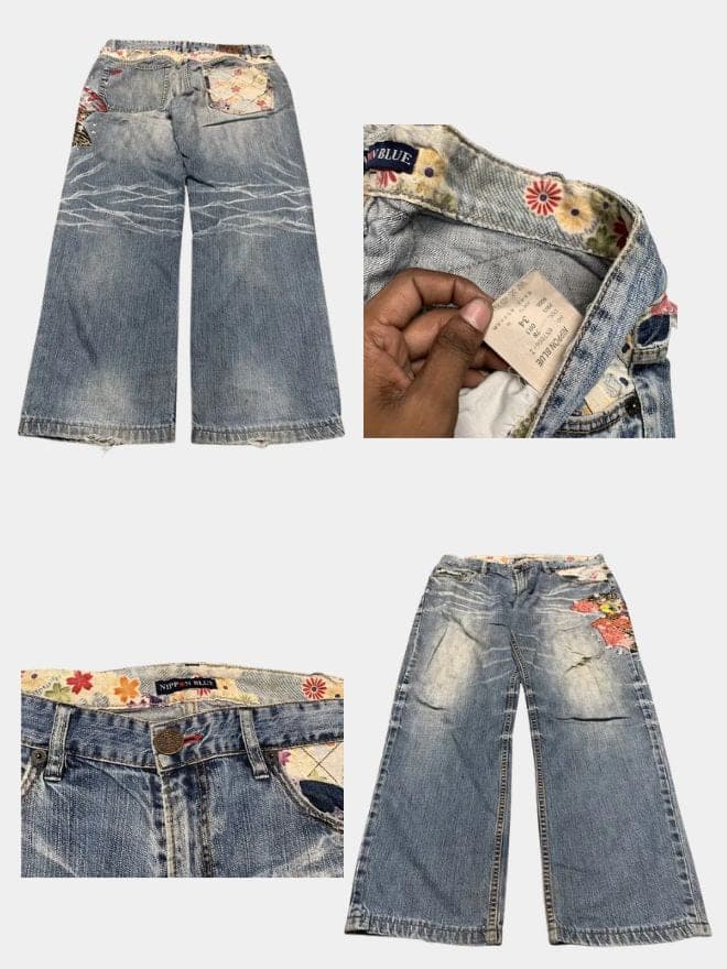Vintage Japanese Denim Bundle | Embroidered Big Train, Nippon Blue & Jizo Jeans | 4-Piece Collection — image 6 of 7