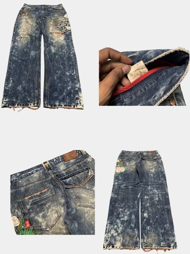 Vintage Japanese Denim Bundle | Embroidered Big Train, Nippon Blue & Jizo Jeans | 4-Piece Collection — image 5 of 7