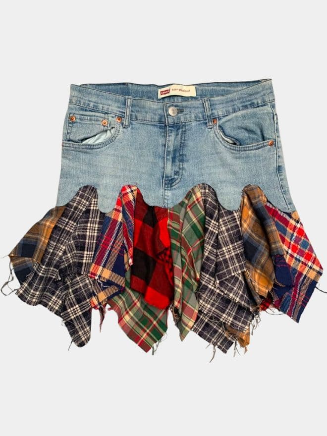 Levi’s Denim Patchwork Plaid & Flannel Mini Skirt thumbnail 4