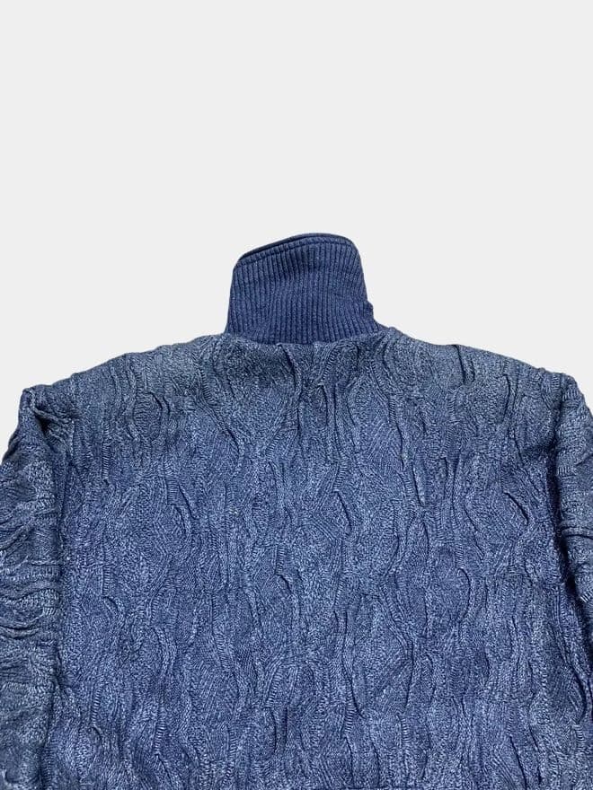 Vintage Coogi Blue Heavy Knit Full Zip Sweater — image 9 of 13