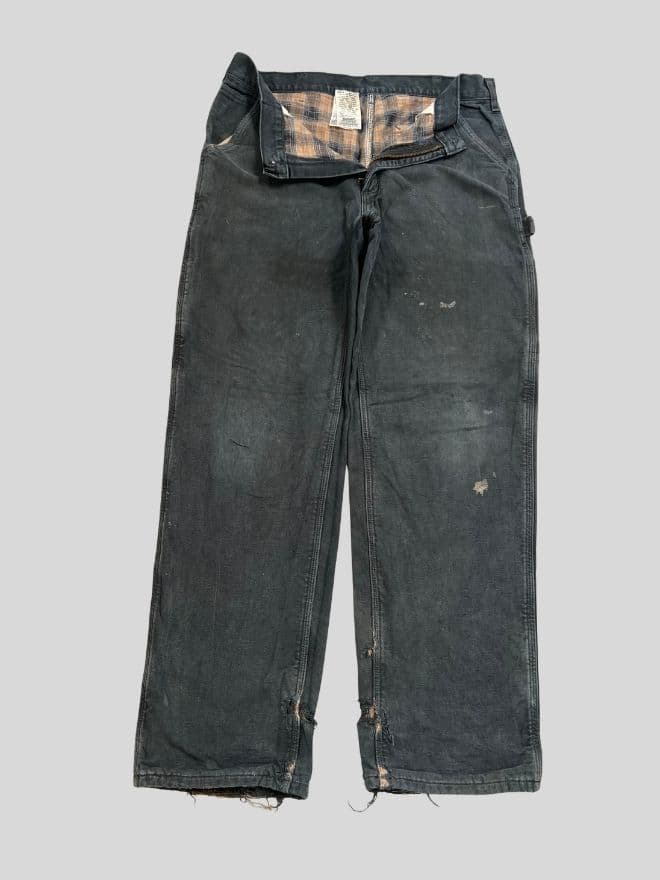 Vintage Carhartt Blanket Lined Carpenter Denim – Black Avant-Garde Fit (Size 34) — image 1 of 9