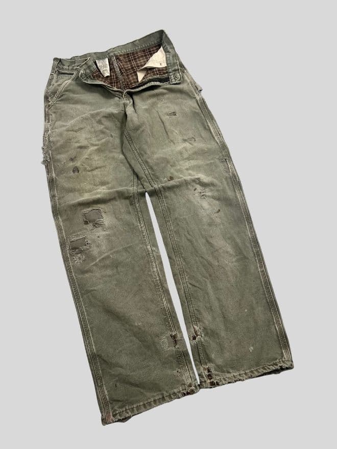 Rare Vintage Carhartt B111 MOS Blanket-Lined Carpenter Denim (Size 33) — image 1 of 12