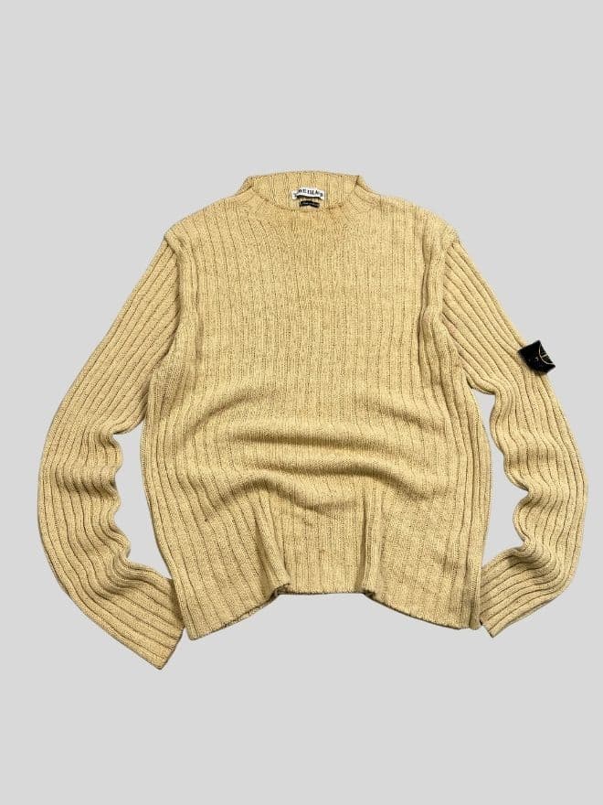 Vintage Stone Island Button-Up Knit Sweater | Yellow | Size M — image 1 of 10